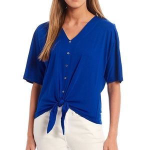 Michael Kors knit jersey v-neck tie front top